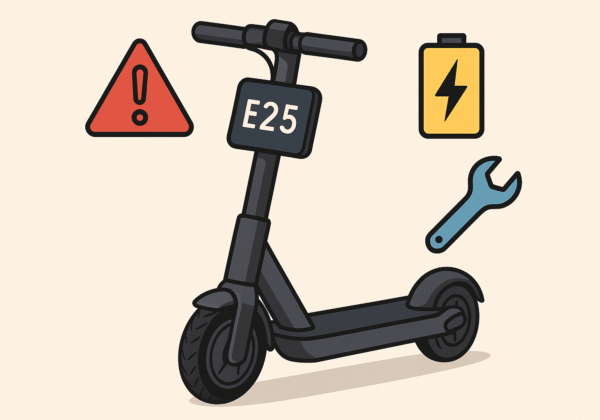 Illustration des codes d’erreurs des trottinettes électriques par marque avec leurs solutions.