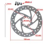 Disque de frein 120mm 6H argent pour Cecotec Outsider/Bongo série A