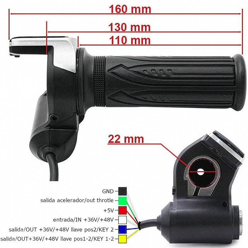 8435764413155_2_800-1 Accélérateur à main avec indicateur de batterie (36V) et clé - connecteur SM – Image 1